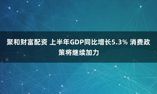 聚和财富配资 上半年GDP同比增长5.3% 消费政策将继续加力
