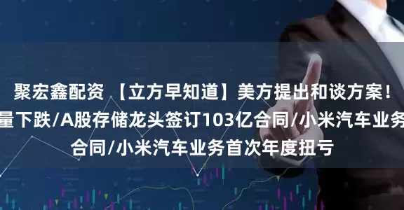 聚宏鑫配资 【立方早知道】美方提出和谈方案！原油系期货批量下跌/A股存储龙头签订103亿合同/小米汽车业务首次年度扭亏